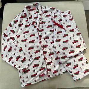 Disney Mickey Mouse 2pc Flannel Santa Christmas Tree Pajamas M